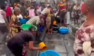 Apapa Fuel Spill, Residents Scooping Fuel