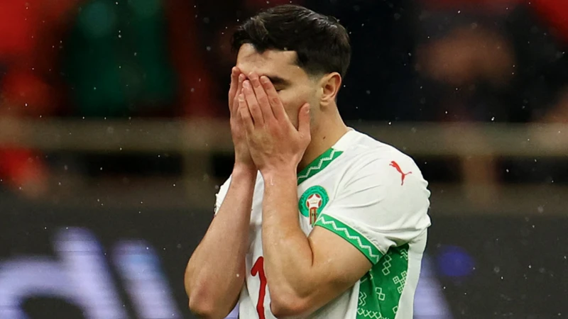Morocco's Diaz Reaction after a missed penalty